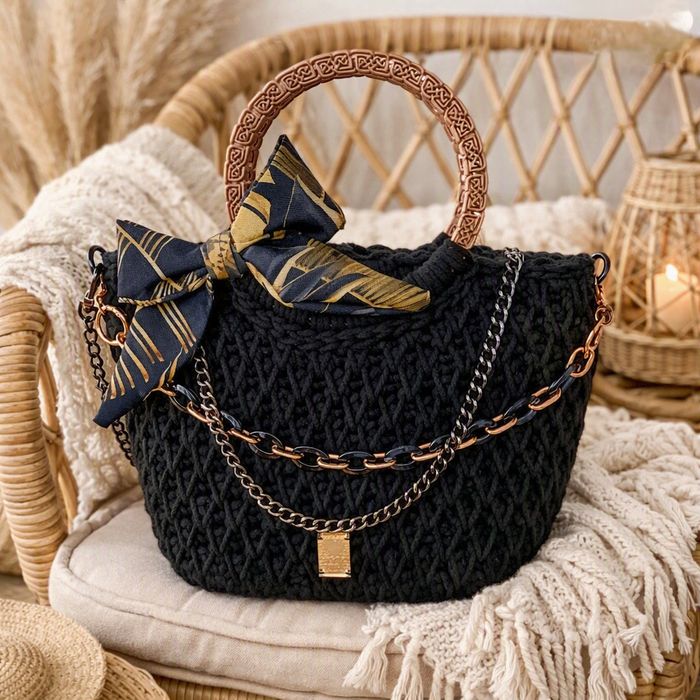 Torebka handmade rękodzieło elegancja black