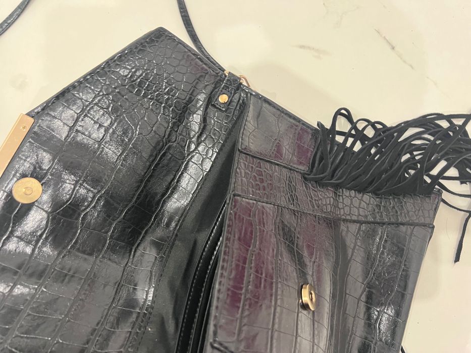 Torba do ręki i na ramie skóra ekologiczna z frędzlami