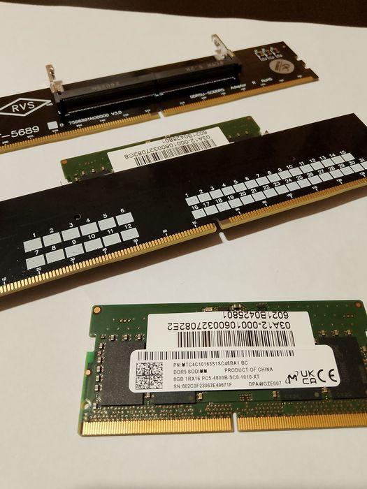 Оперативная память  DDR5 16gb Micron + перехідники