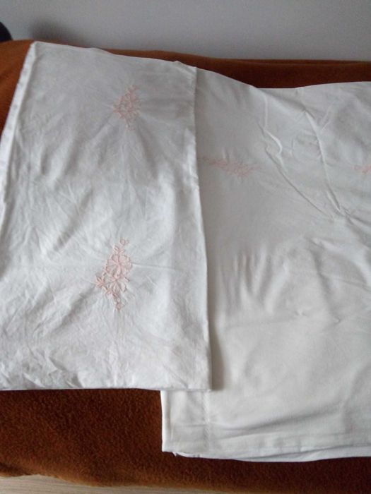 Komplet pościeli poszwa + 2 poszewki na poduszki biała bawełniana