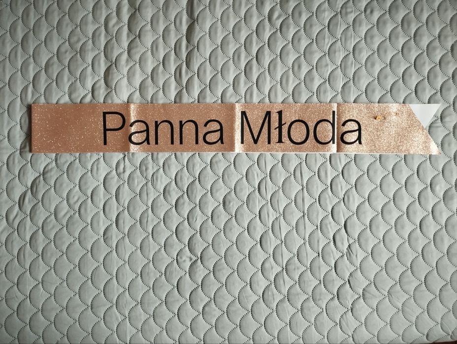 Szarfa Panna Młoda brokatowa rosegold na wieczór panieński