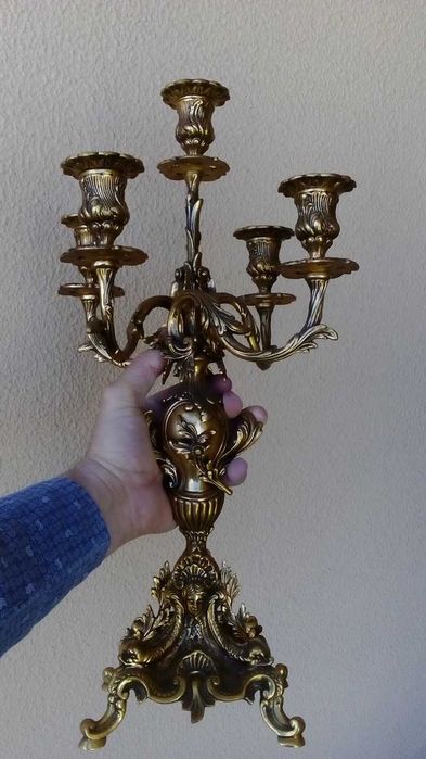 Conj 3 peças vintage 2 candelabro peça centro irrepreensível vend troc