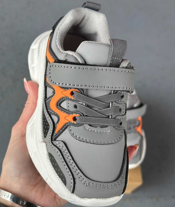 Детские кожаные кроссовки серые для детей натуральная кожа