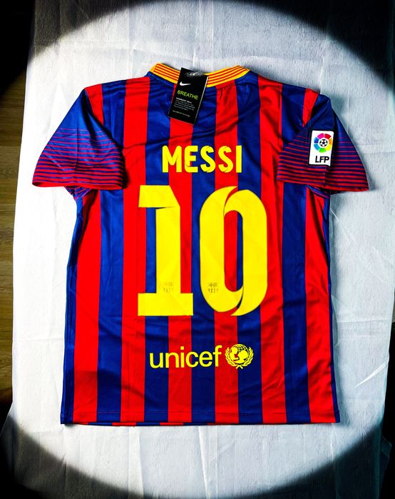 (S) Lionel Messi Barcelona Vintage Domowa Jersey Liga Mistrzów 2013/14