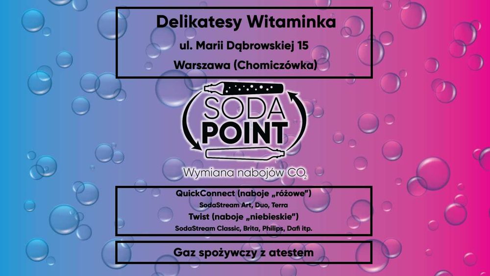 Sodastream W-wa (Chomiczówka), ul. Dąbrowskiej 15 Wymiana nabojów CO2