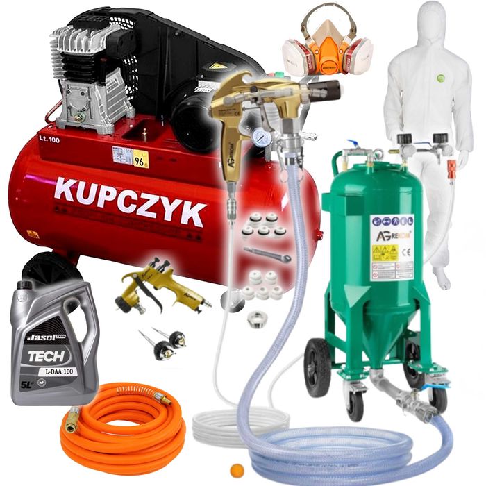 Zestaw agregat tynkarski 35L Agrekom + kompresor 100L Kupczyk