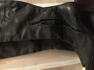 Skorzane kozaki TopShop granatowe  rozm 39