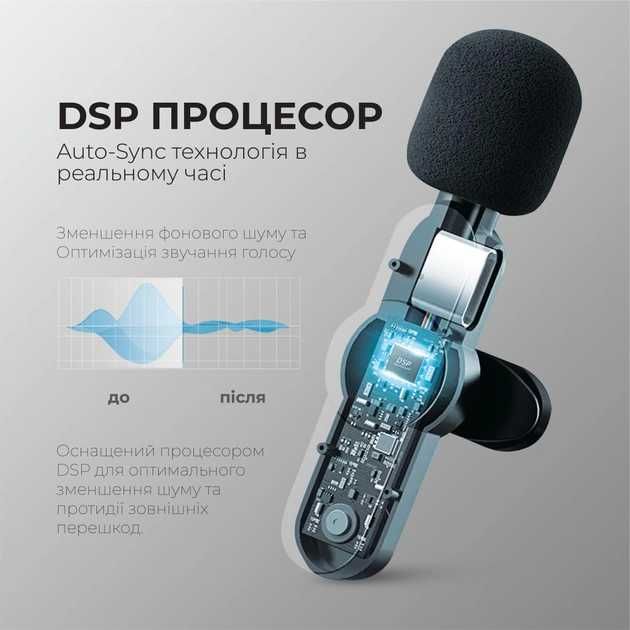 Bezprzewodowy mikrofon krawatowy Android / iOS USB-C LIGHTNING