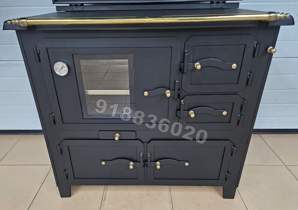 Fogão Lenha NOVOS - Forno INOX Porta Vidro - Estilo Rústico - Fabricado em Portugal