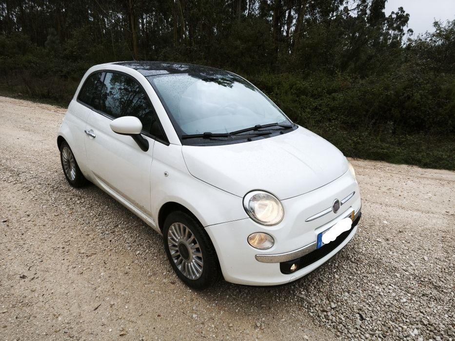 Fiat 500 branco interiores cinza