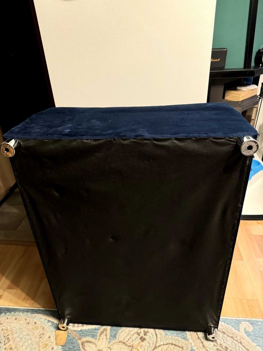 Pufa velvet granatowa