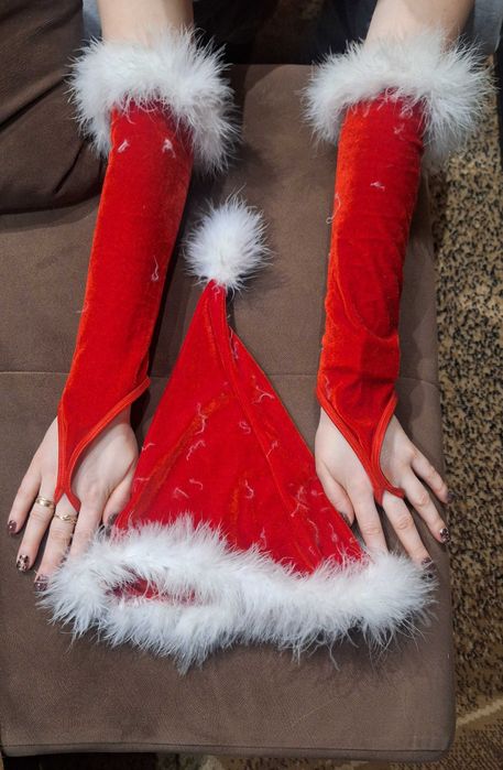 Еротичні мітенки перчатки і шапка новорічна