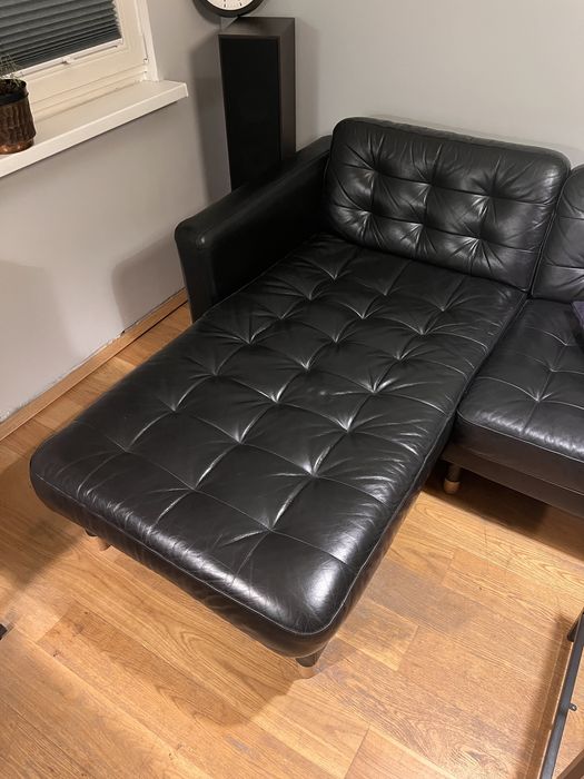 Szezlong dodatkowy segment leżanka IKEA Landskrona Czarna Skóra