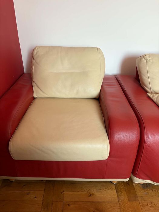 Skórzane meble kanapa i fotel