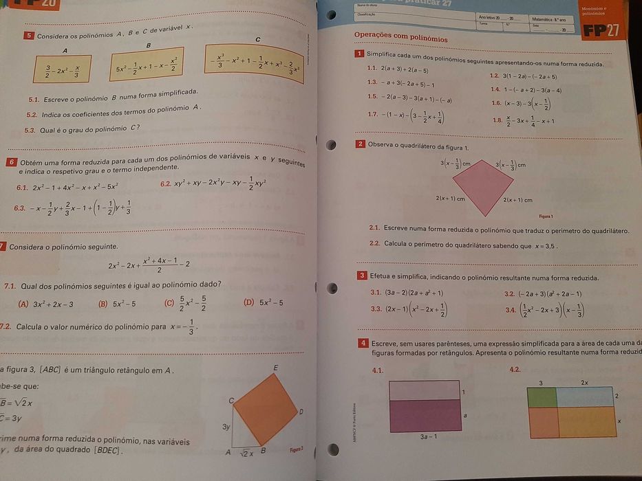 Caderno de Fichas - Matemática 8º ano
