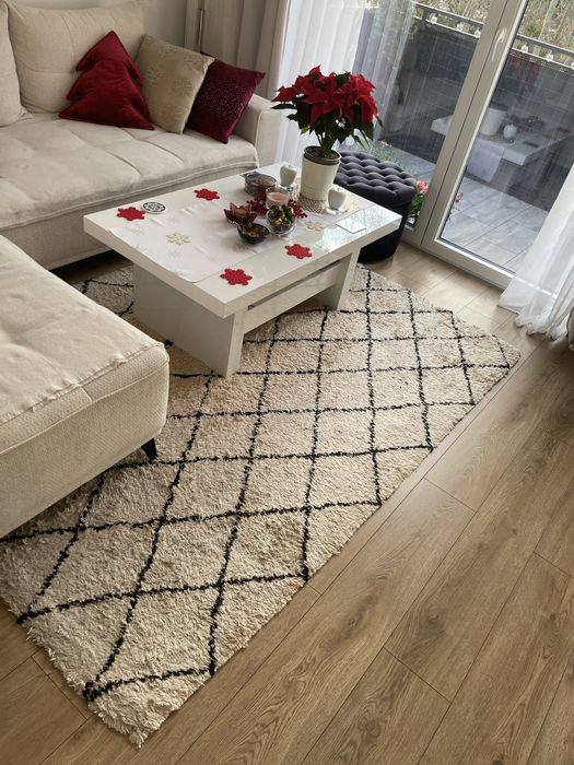 Dywan Shaggy beżowo czarny