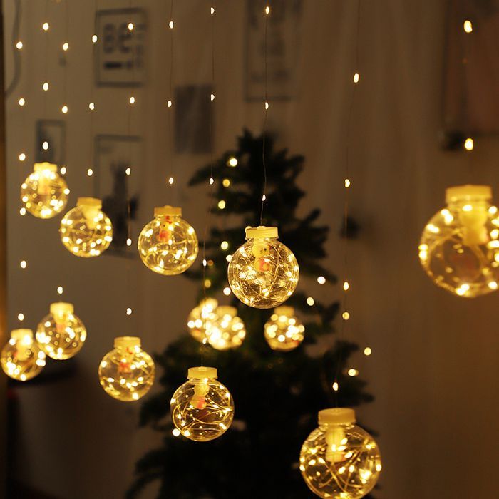 Lampki Świąteczne Kurtyna Bombki Z Drucikami Led