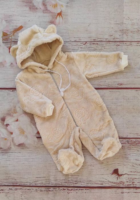 Дитячий теплий махровий чоловічок бежевий 56-62