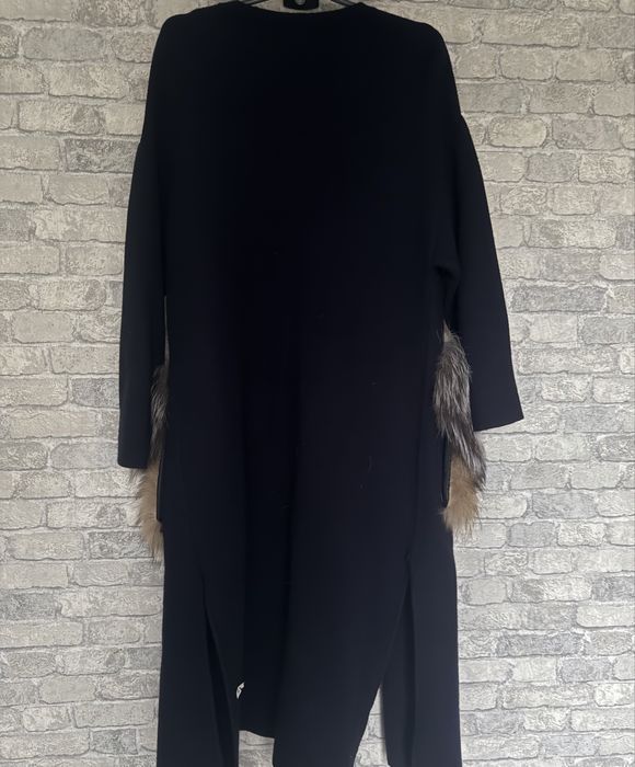 Новый шерстяной кардиган с натуральным мехом