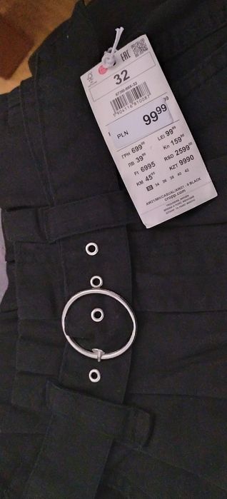 Spodnie Cropp bawełniane z paskiem r.32 nowe z metką