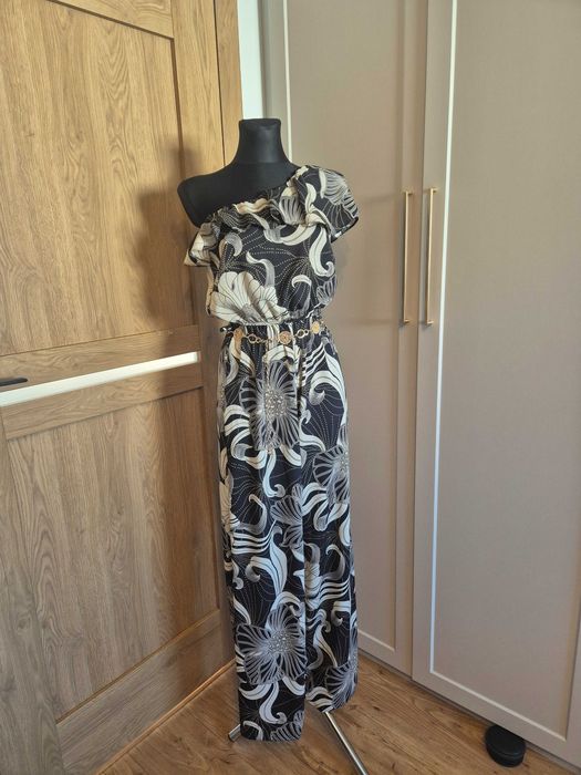 Elegancki kombinezon szyfonowy, rozmiar 36