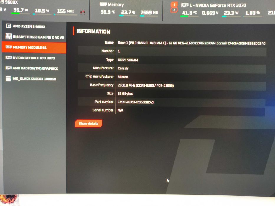 Corsair Vengeance 32GB 5200MT DDR5
