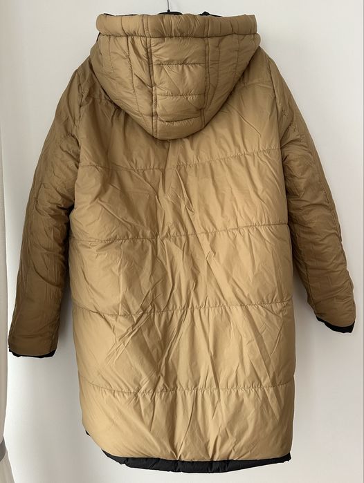 Casaco quispo reversível duas faces preto camel claro XL XXL