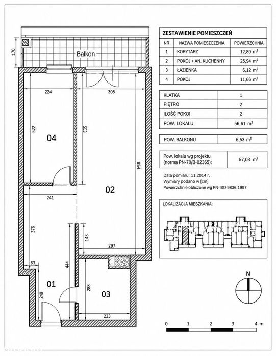 2 pokoje | 56,61 m² | Stan deweloperski | Balkon | Białołęka