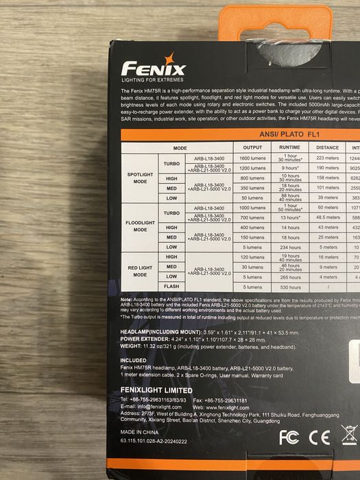 Ліхтар налобний Fenix HM75R з двома акумуляторами 3400 мАг + 5000 мАг