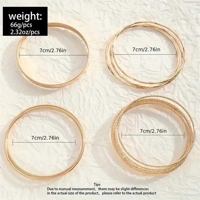 2 szt bransoletek gładkie płaskie w kolorze złotym śred. około 7cm