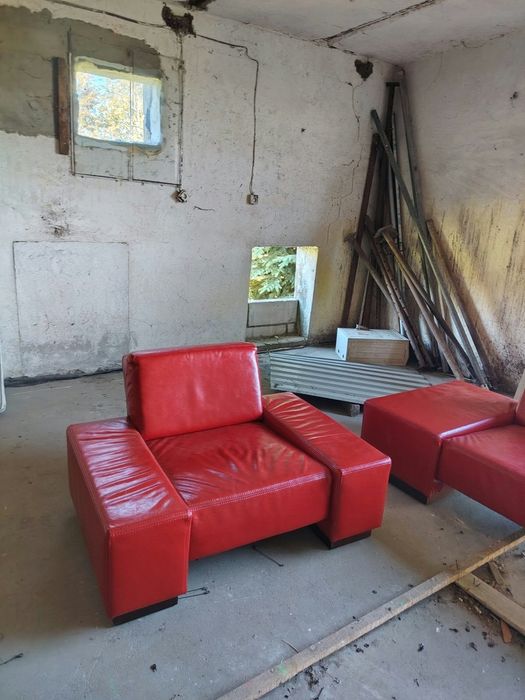 Komplet wypoczynkowy skórzany sofa  + fotel.