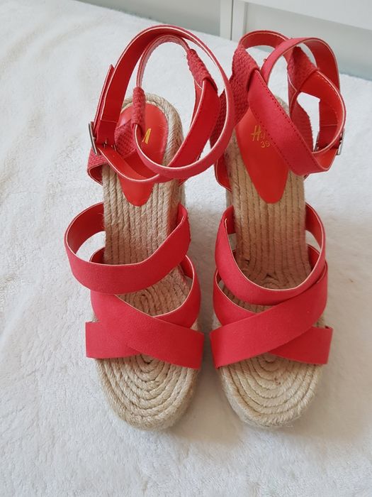 Nowe sandały koturny 38 39 h&m czerwone letnie wysokie sexy