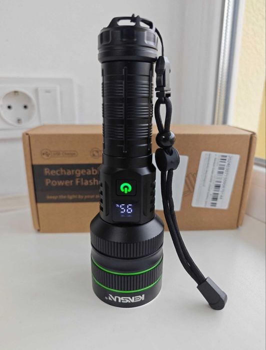 Фонарик потужний Kensun 5000mah батарея оптичний зум, ліхтар
