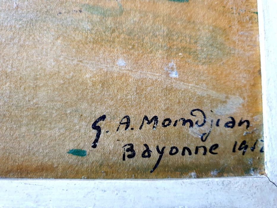 Paisagem - antiga pintura em óleo sobre tela - assinada de 1912