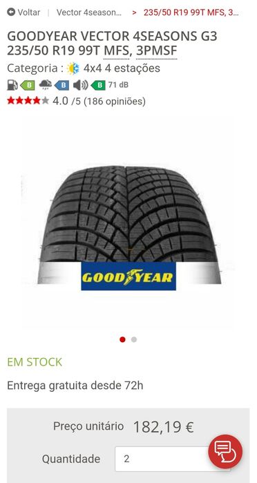 2 pneus Goodyear vector 235/50 R19