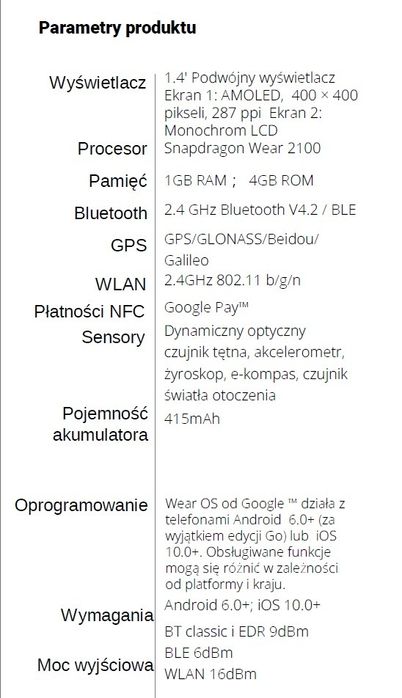 Smartwatch TICWATCH Pro model WF12106