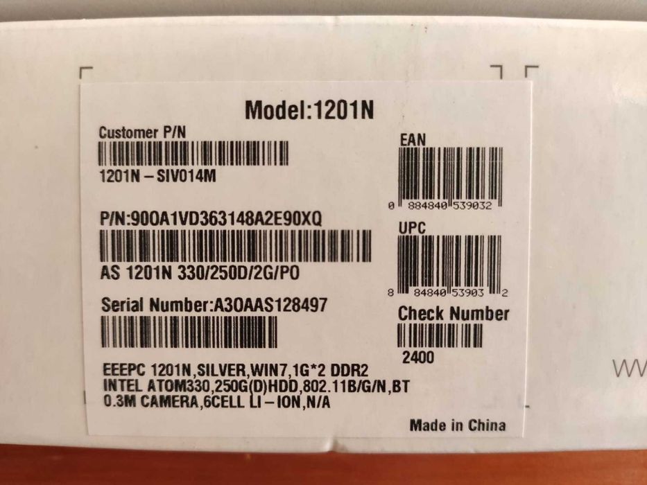 Portátil ASUS 1201N