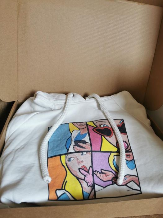 Balanciaga bluza biala z nadrukiem komis motyw S/M
