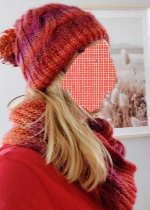 Komplet czapka i szalik ręcznie robione damskie