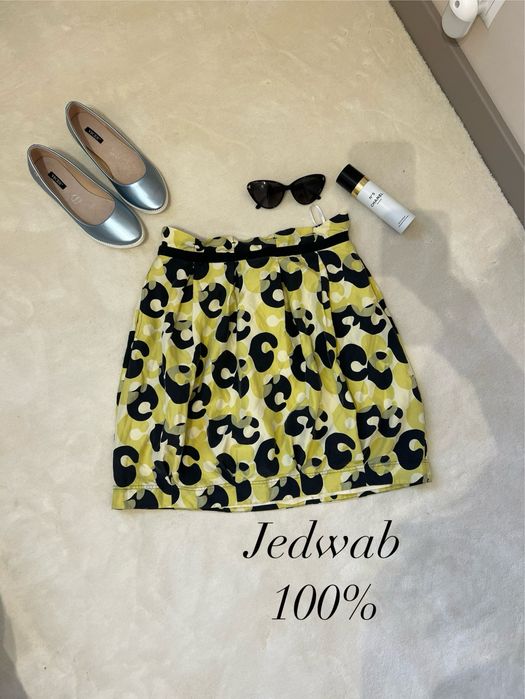 Spódniczka jedwab 100% silk retro vintage acetat lata 70 art deco