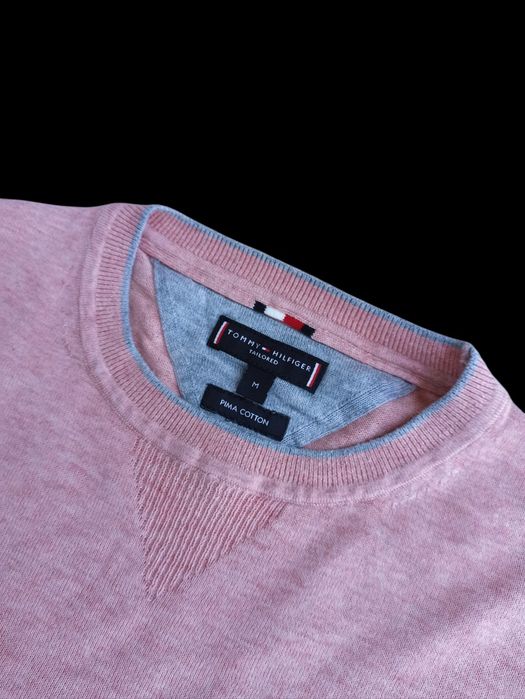 Tommy Hilfiger oryginalny różowy sweter męski slim fit rozmiar   L