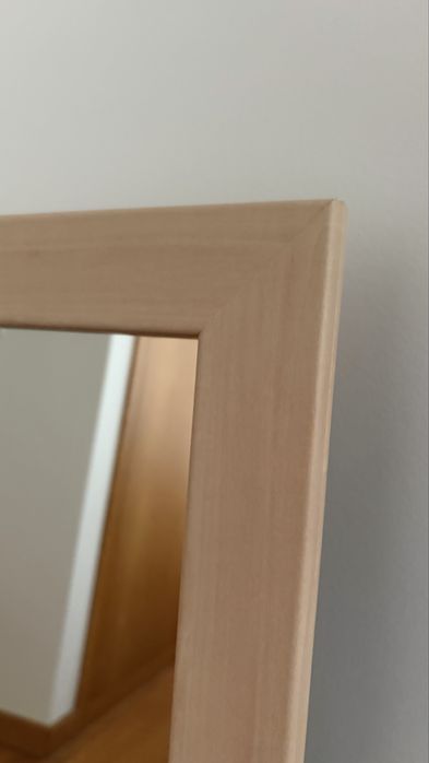 Espelho grande parede madeira clara 88x79cm – bom estado
