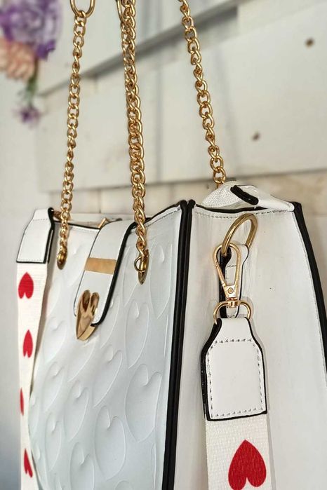 Mala de ombro - branca com dourado - Muito Elegante