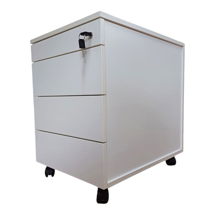 Kontenerek biurowy, szafka pod biurko - biały -4 szuflady - centralny