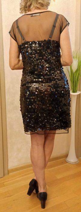 Sukienka czarna imprezowa przed kolano ,cekiny Glamorous rzm 38/M/10