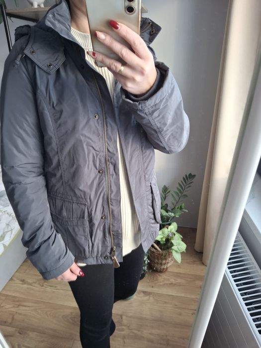Rozmiar S, H&M szara ocieplana kurtka damska