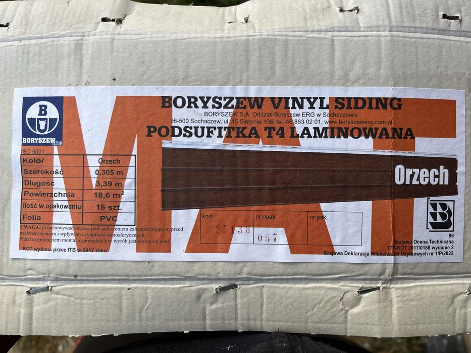 Podbitka dachowa PVC kolor orzech