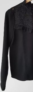 ZARA WOMAN piękna bluzka czarna z koronką roz. S