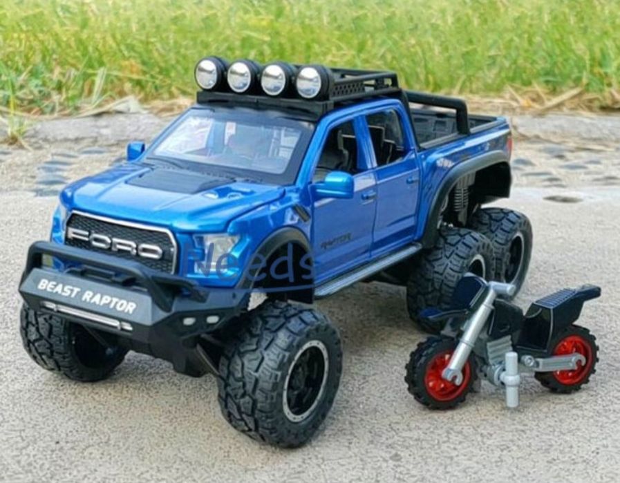 Машинка джип Ford Raptor металевий позашляховик колекційний з мотоцикл