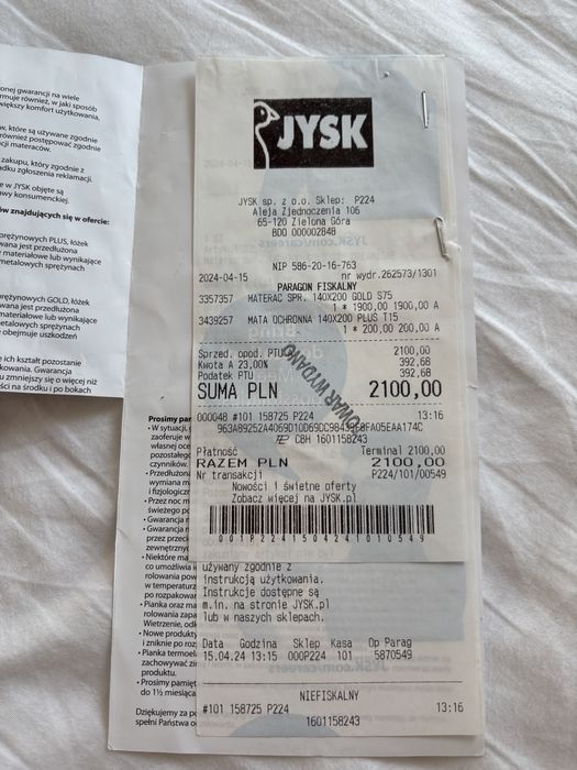 Materac 200x140 Jysk Gold S75 Dreamzone